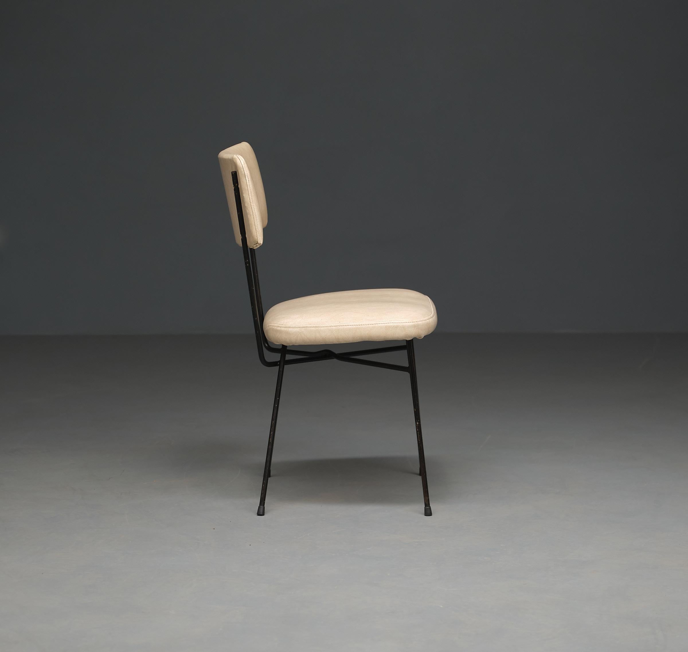 Imitation cuir Vintage 1950s Studio BBPR Design Chairs for Arflex with Iron Frame en vente