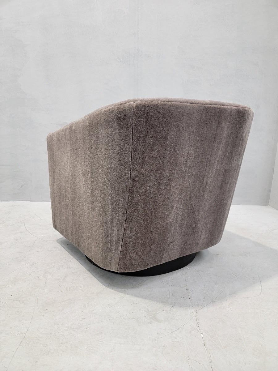 Contemporary Restoration Hardware Shelter-Arm Swivel Lounge Chair Newly Upholstered For Sale