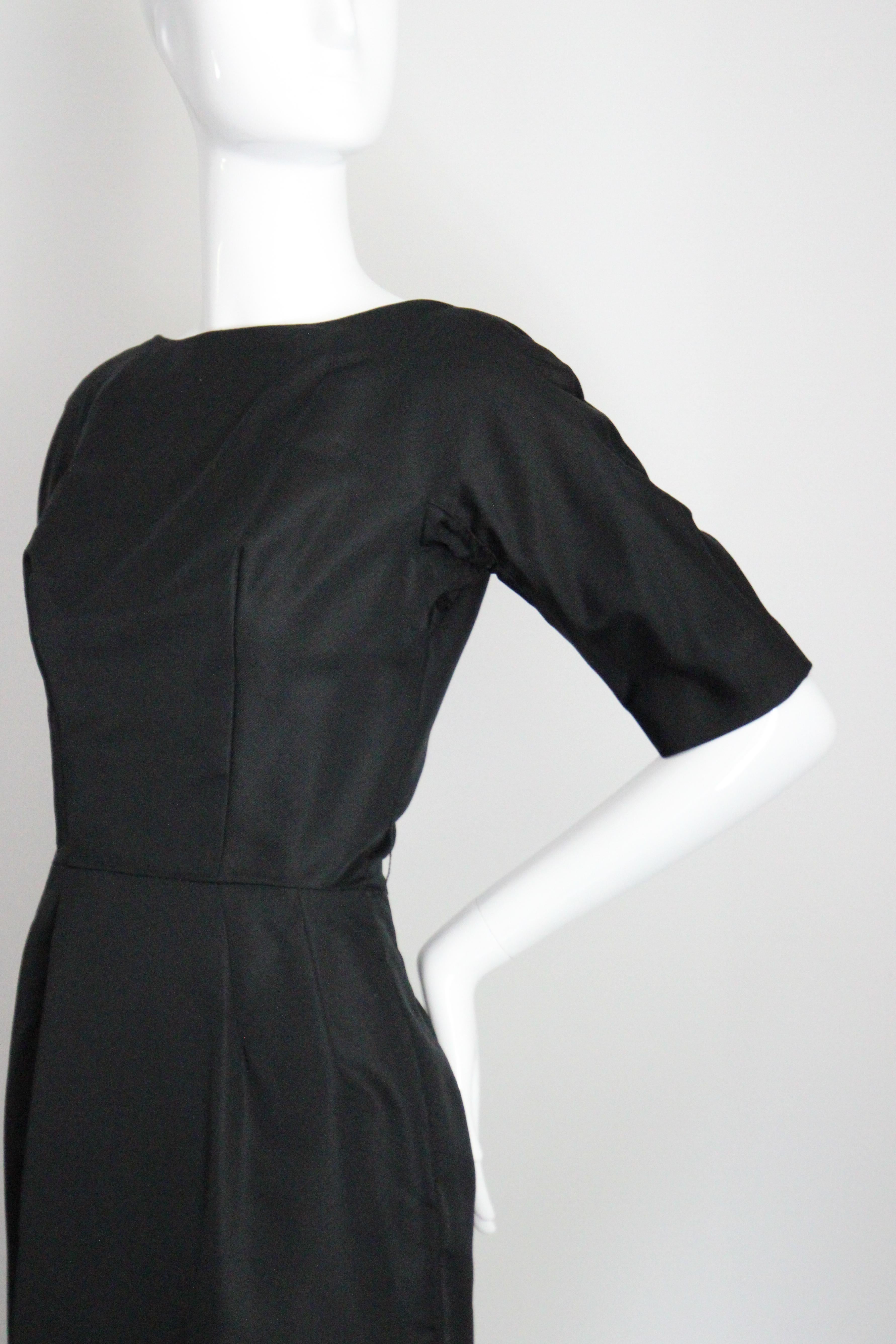 Vintage Años 50 Suzy Perette Vestido de cóctel negro Vestido de seda de los años 50 UK 6 US 2 en venta 1