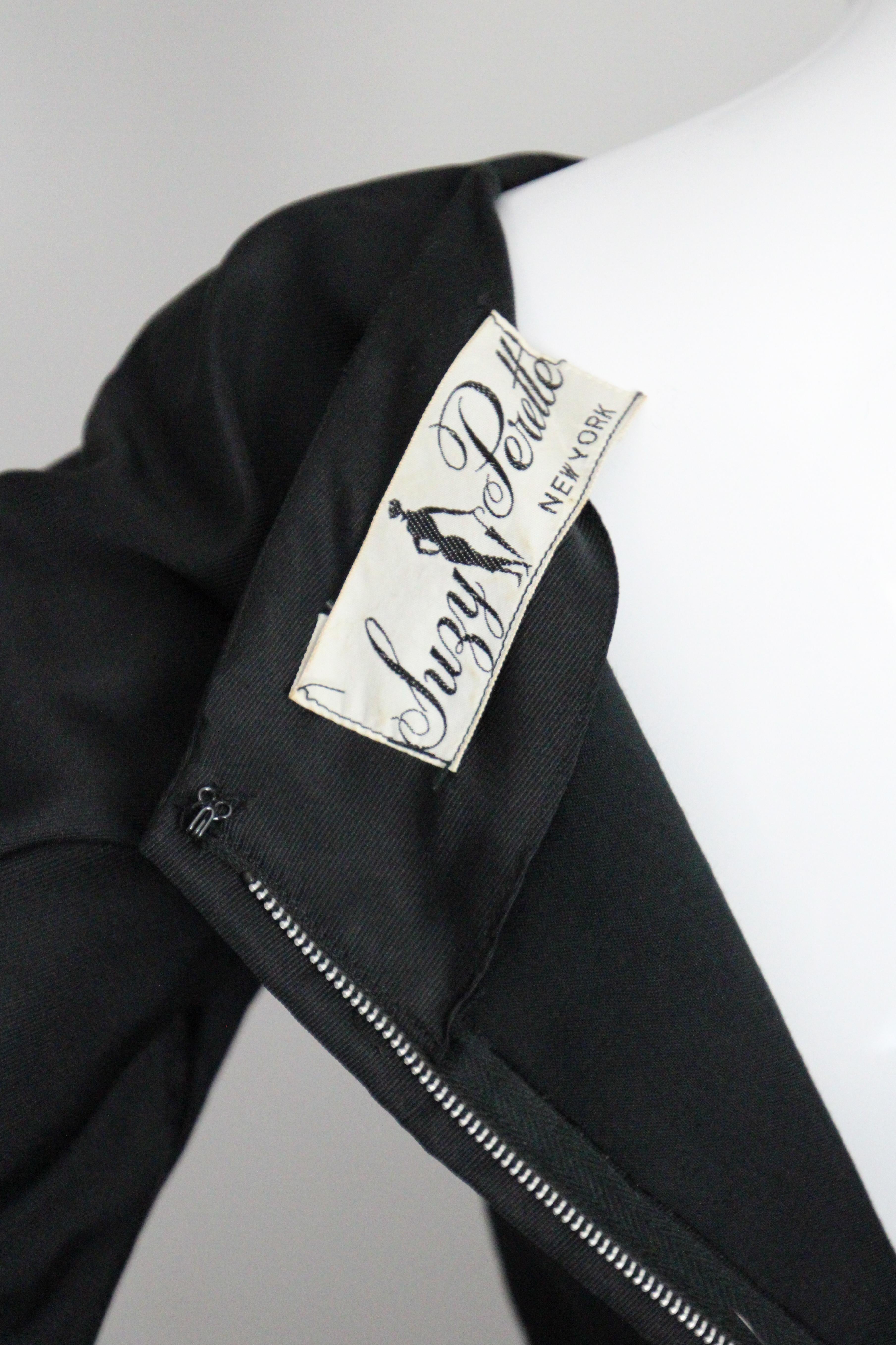 Vintage Años 50 Suzy Perette Vestido de cóctel negro Vestido de seda de los años 50 UK 6 US 2 en venta 3