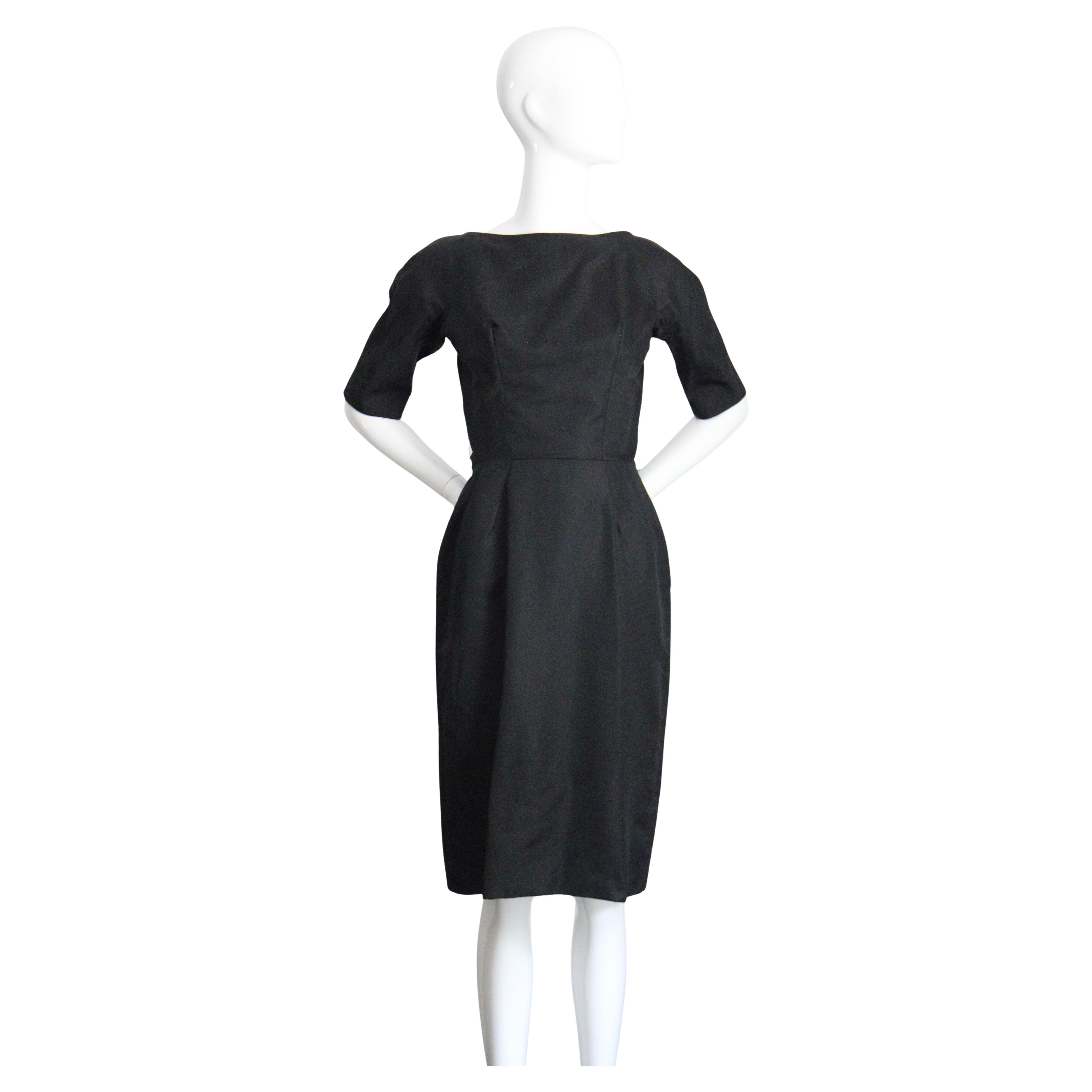 Vintage 1950's Suzy Perette Black Cocktail Dress 1950s Silk Dress UK 6 US 2