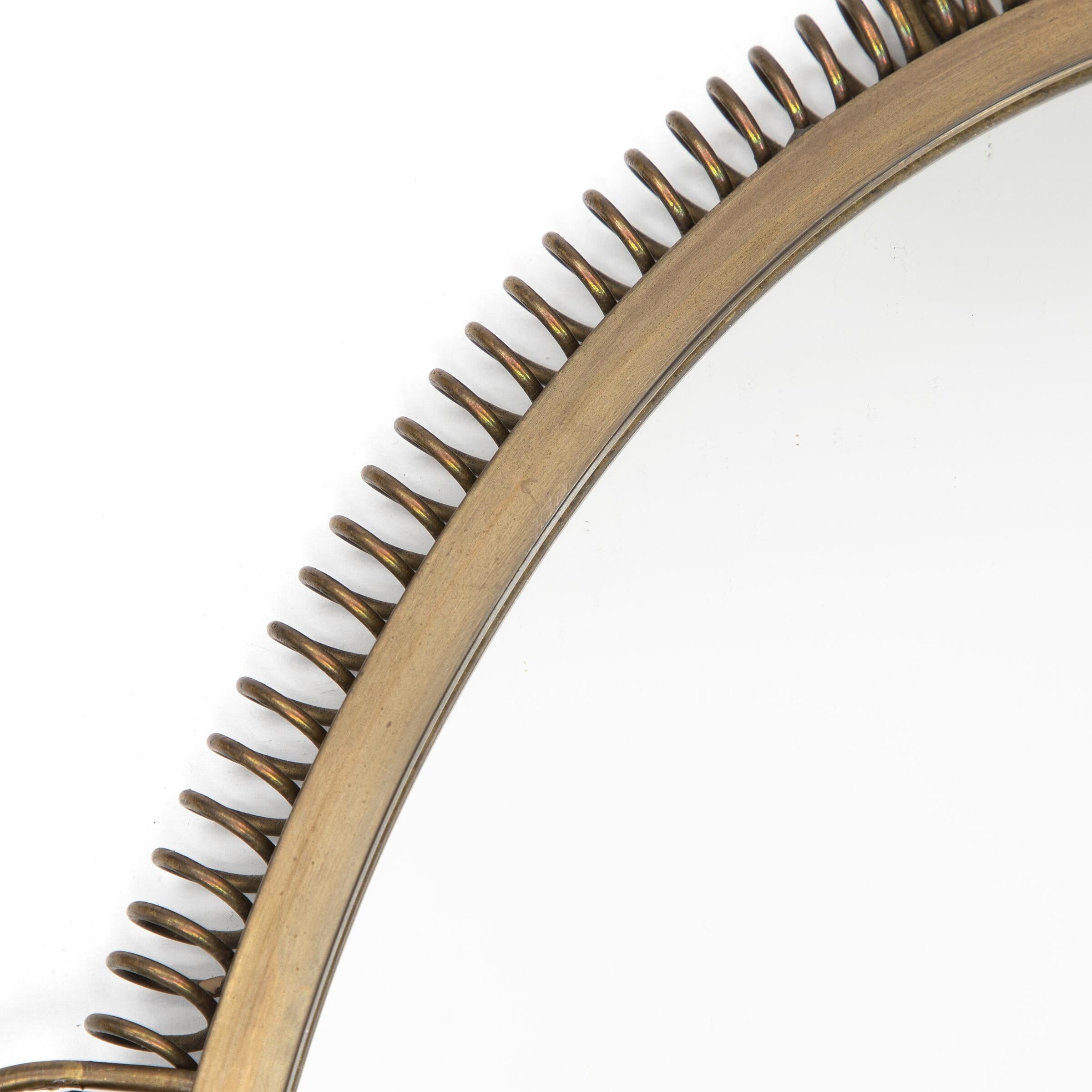 Mid-Century Modern Miroir suédois vintage en laiton avec appliques, années 1950 en vente