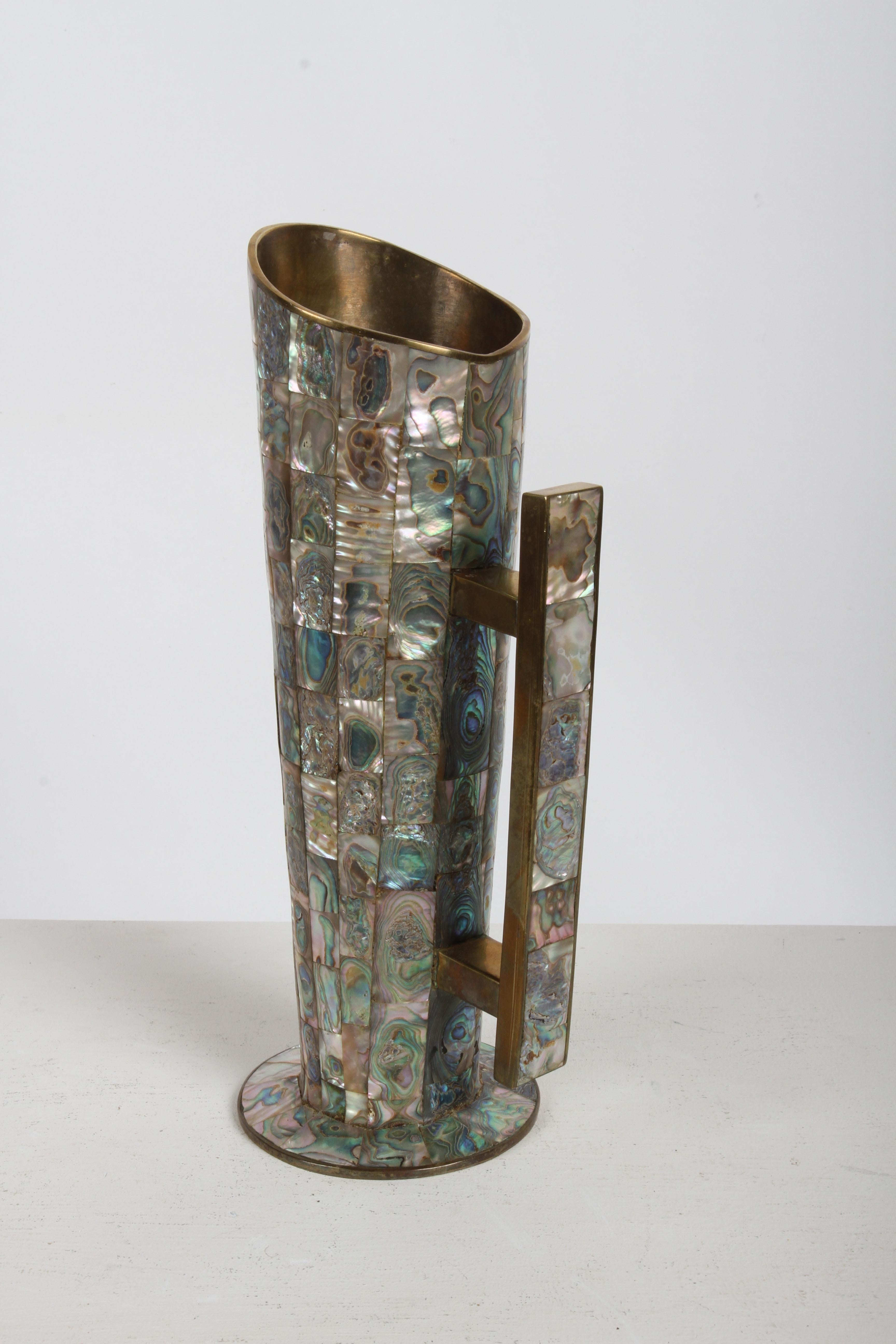 Vintage 1950s Taxco Mexico Los Castillo Abalone Shell & Brass Bar Service Set im Angebot 4