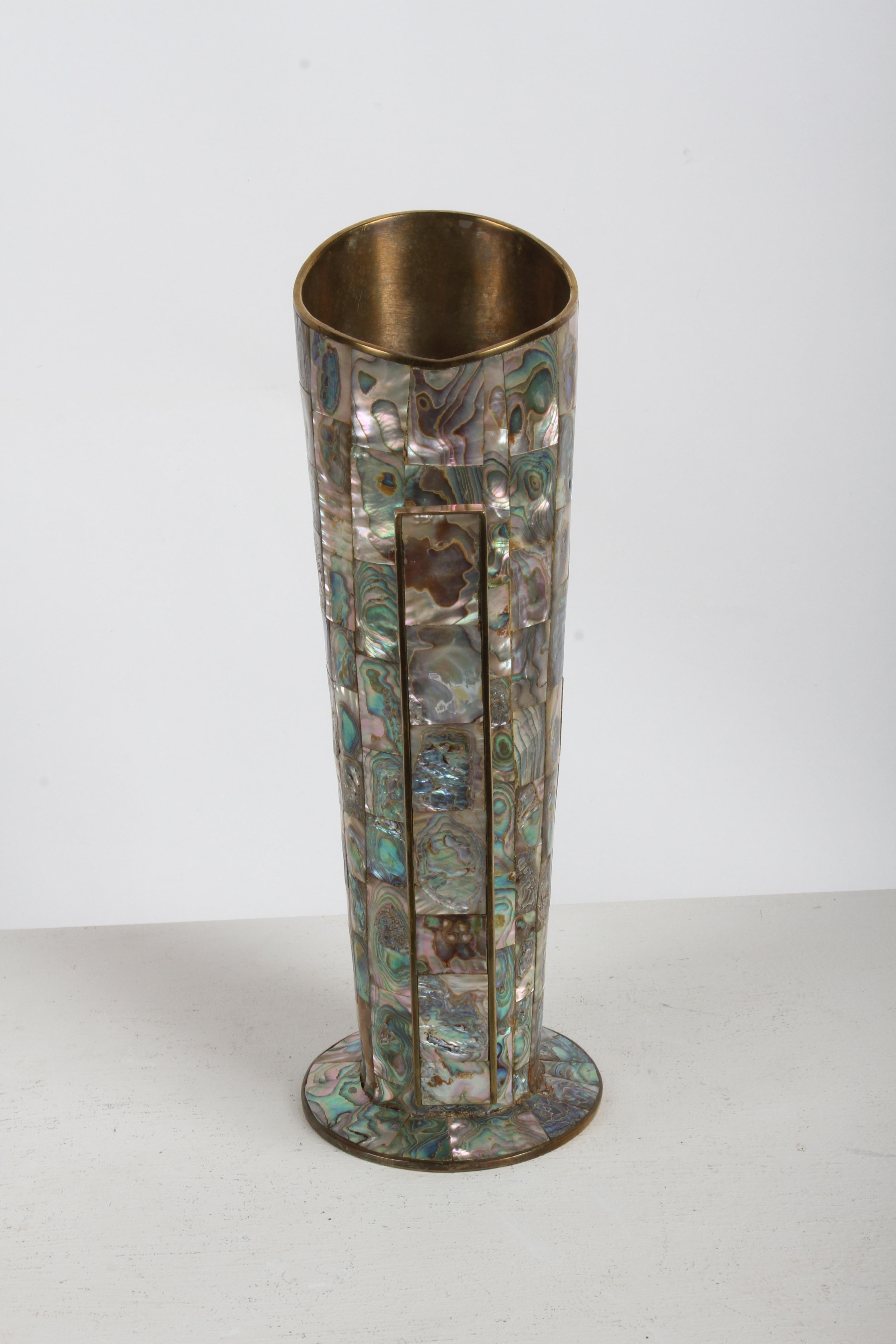 Vintage 1950s Taxco Mexico Los Castillo Abalone Shell & Brass Bar Service Set im Angebot 5