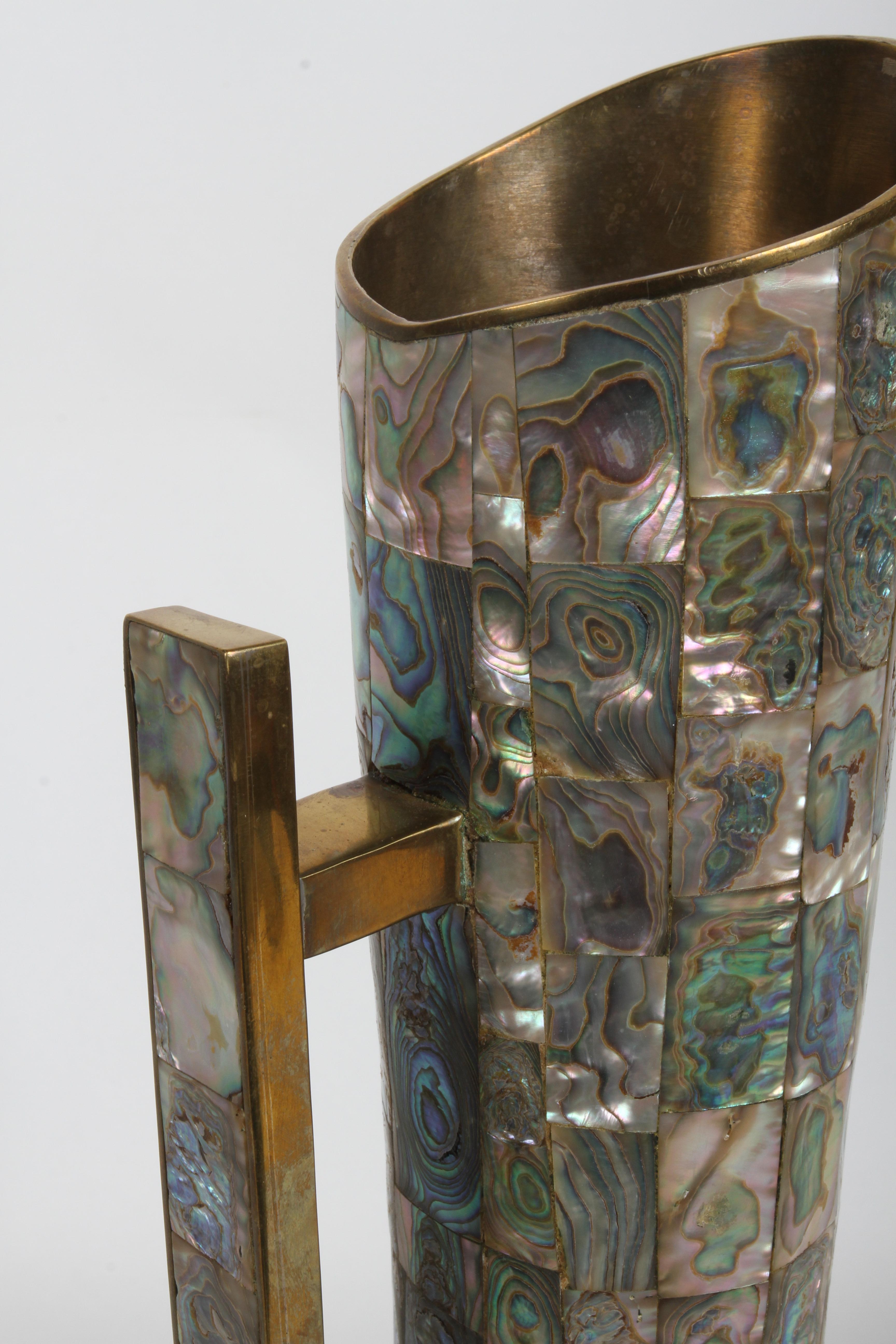 Vintage 1950s Taxco Mexico Los Castillo Abalone Shell & Brass Bar Service Set im Angebot 6