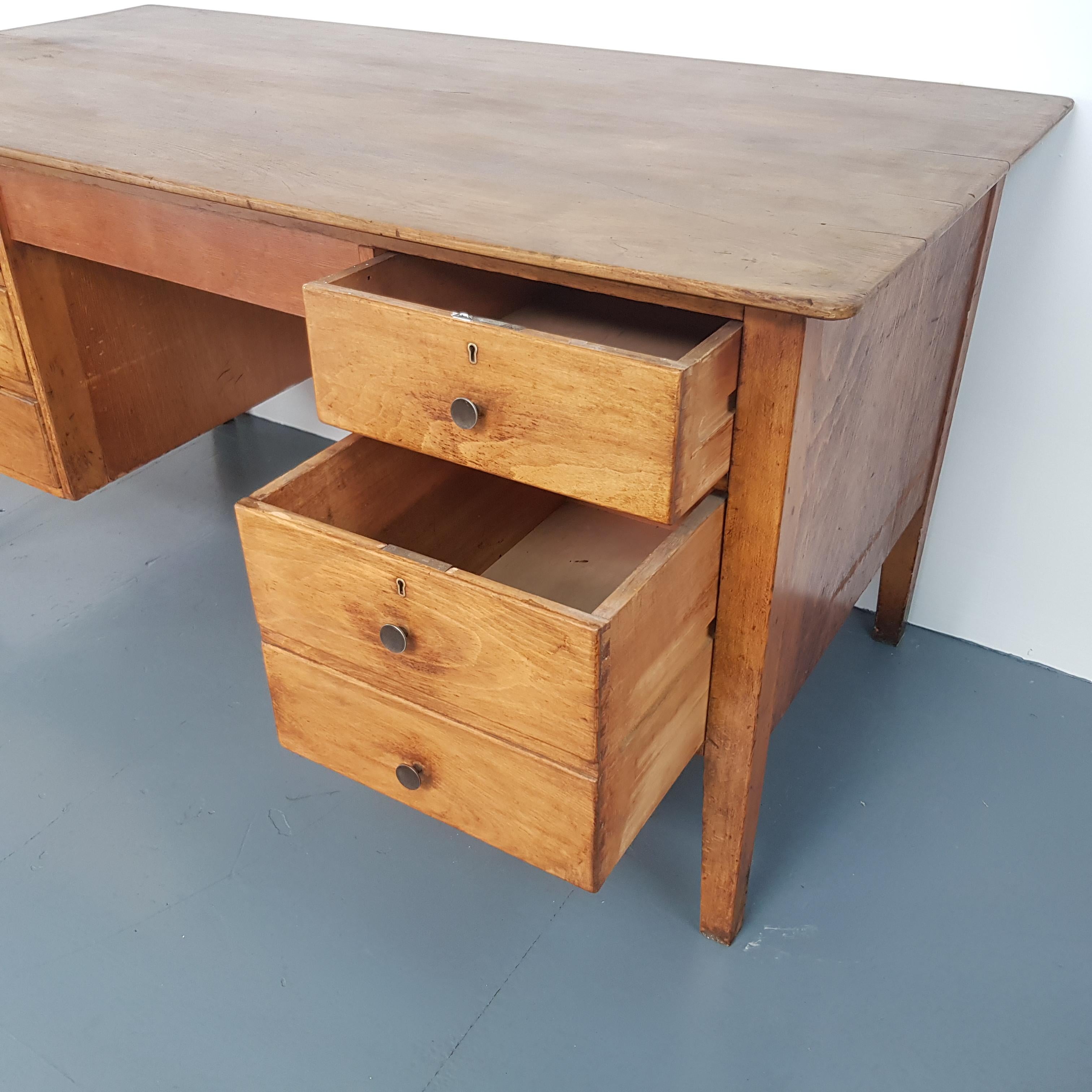 Vintage 1950s Teacher's Desk In Good Condition For Sale In Lewes, East Sussex
