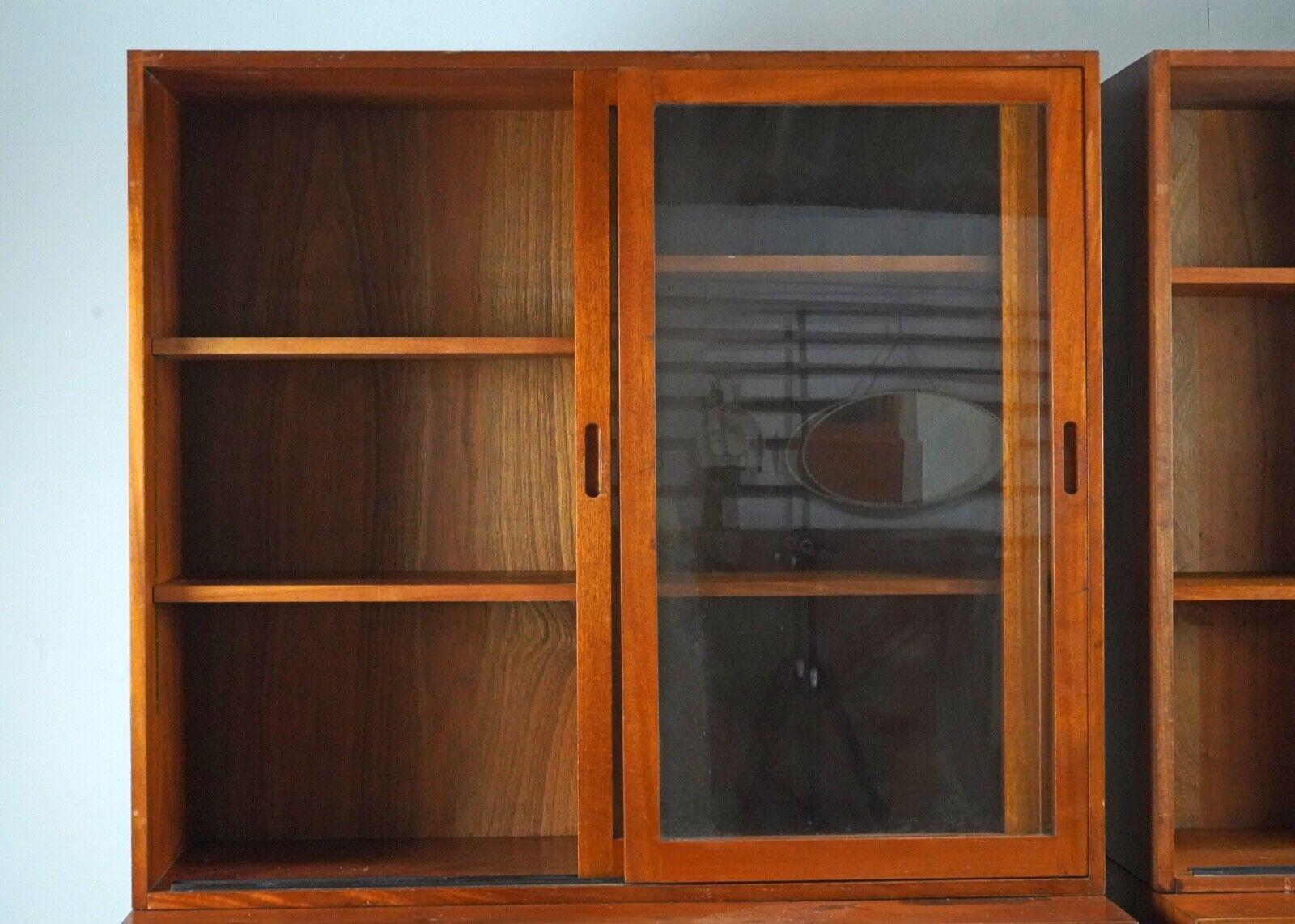Vintage 1950's Teak Glazed Display Cabinet Kitchen Storage Unit -Linen Cupboard 4