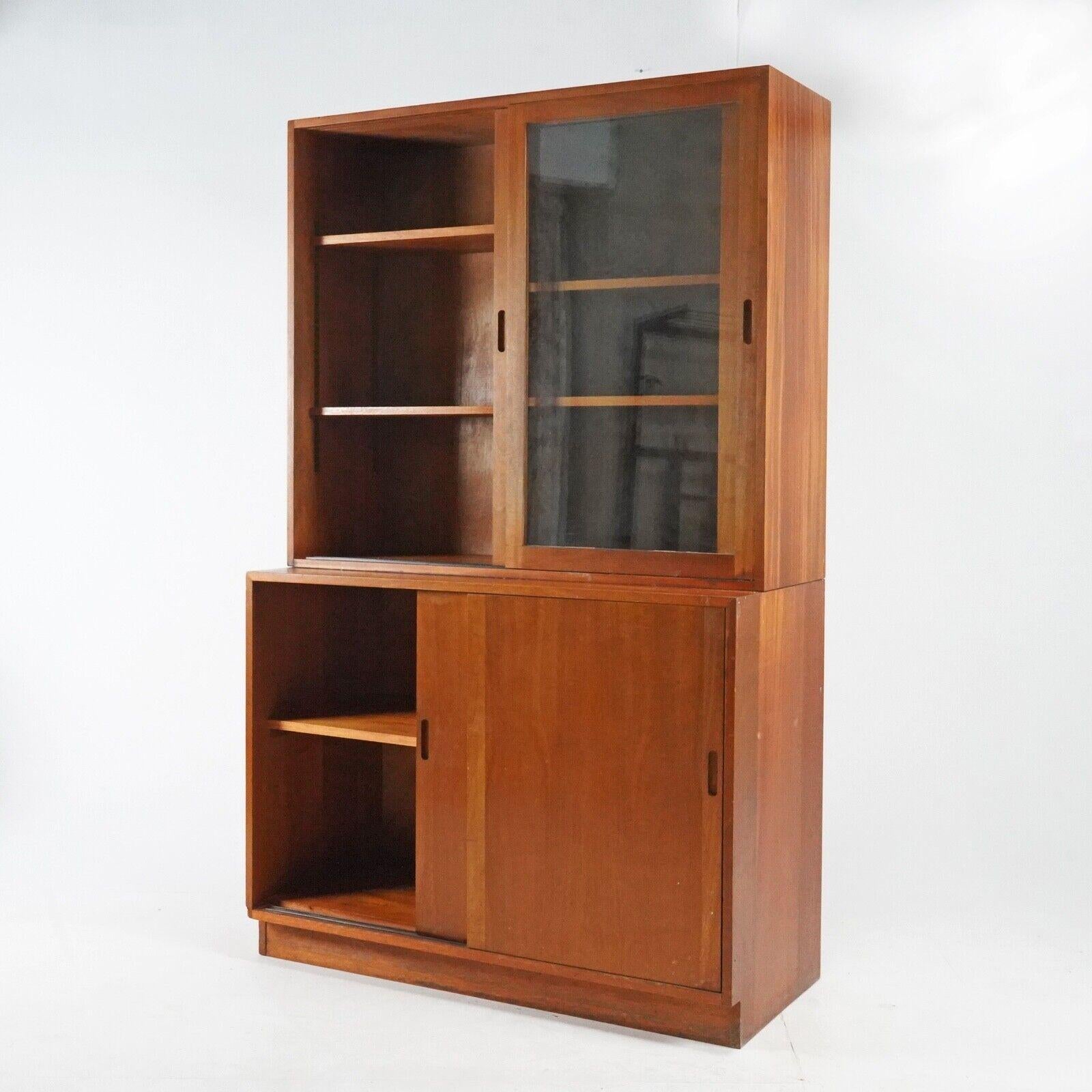 Vintage 1950's Teak Glazed Display Cabinet Kitchen Storage Unit -Linen Cupboard 5