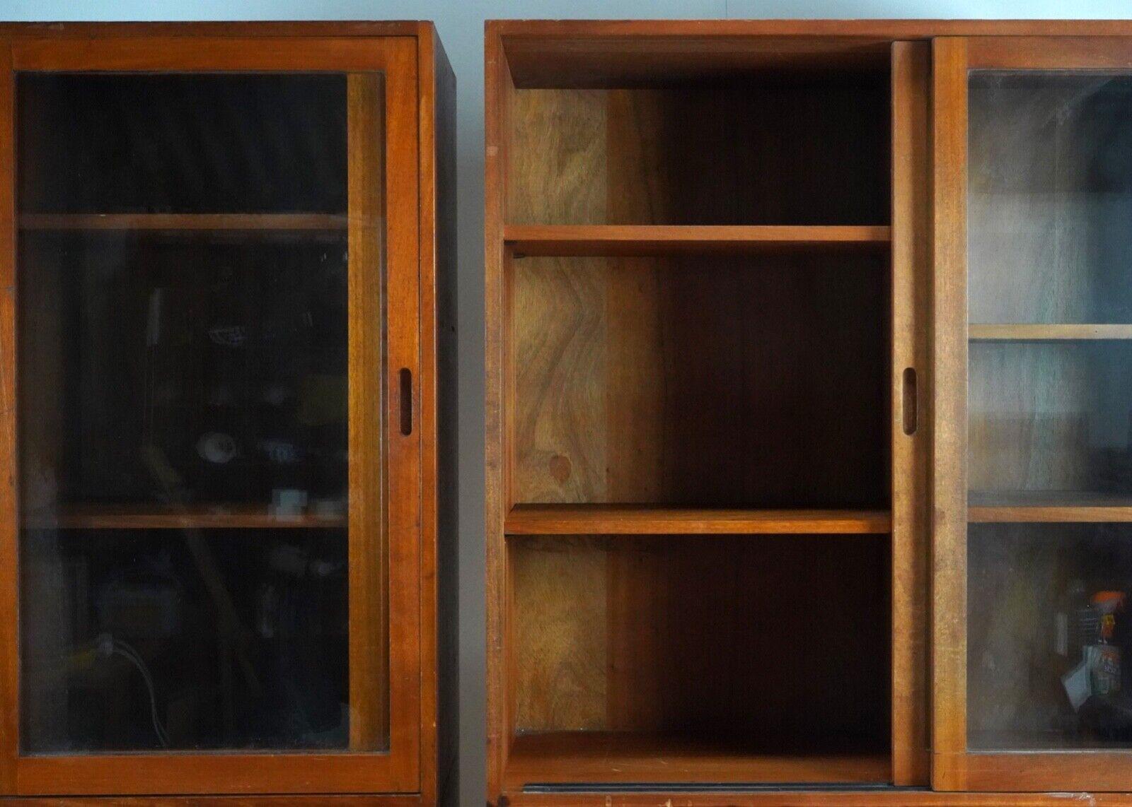 Vintage 1950's Teak Glazed Display Cabinet Kitchen Storage Unit -Linen Cupboard 6