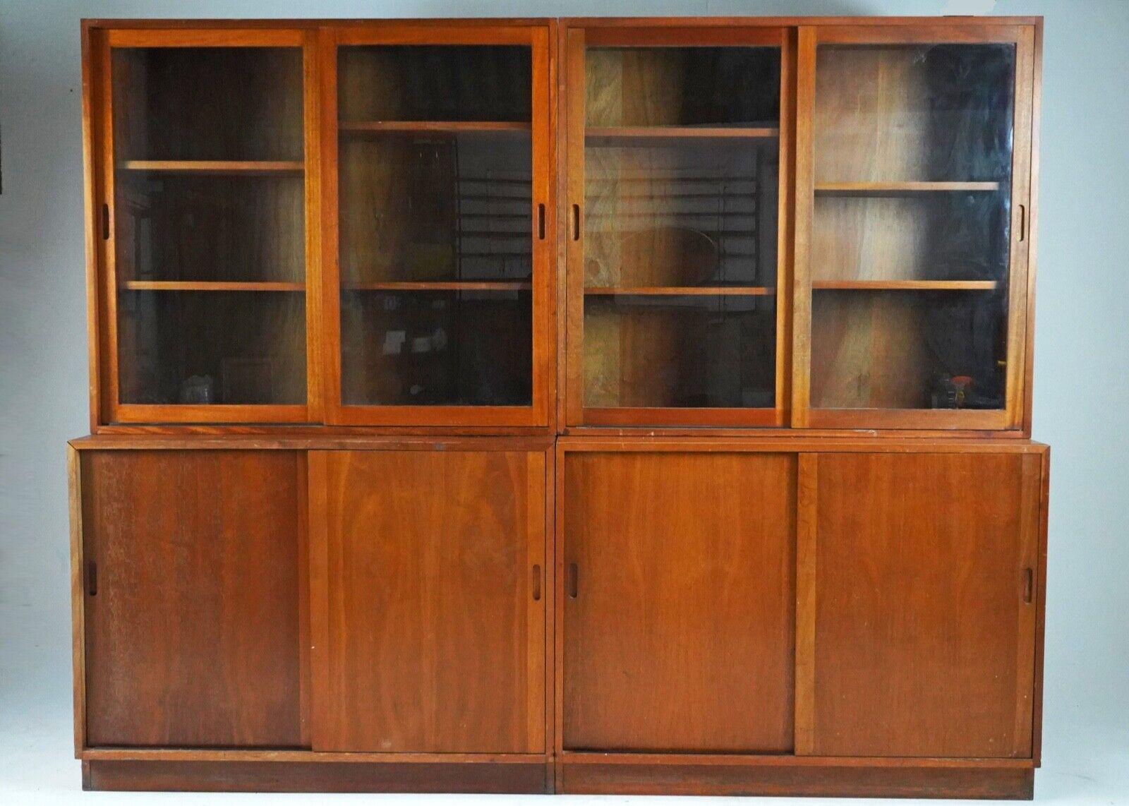 Vintage 1950's Teak Glazed Display Cabinet Kitchen Storage Unit -Linen Cupboard 8