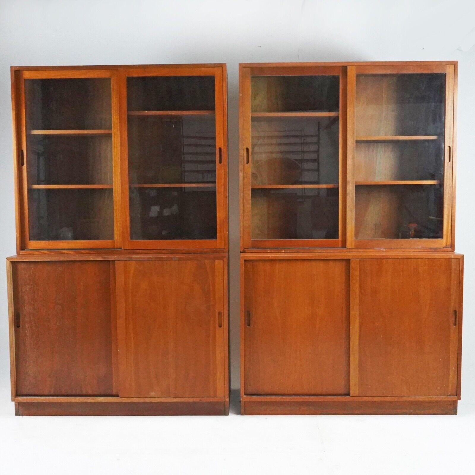 Vintage 1950's Teak Glazed Display Cabinet Kitchen Storage Unit -Linen Cupboard 10