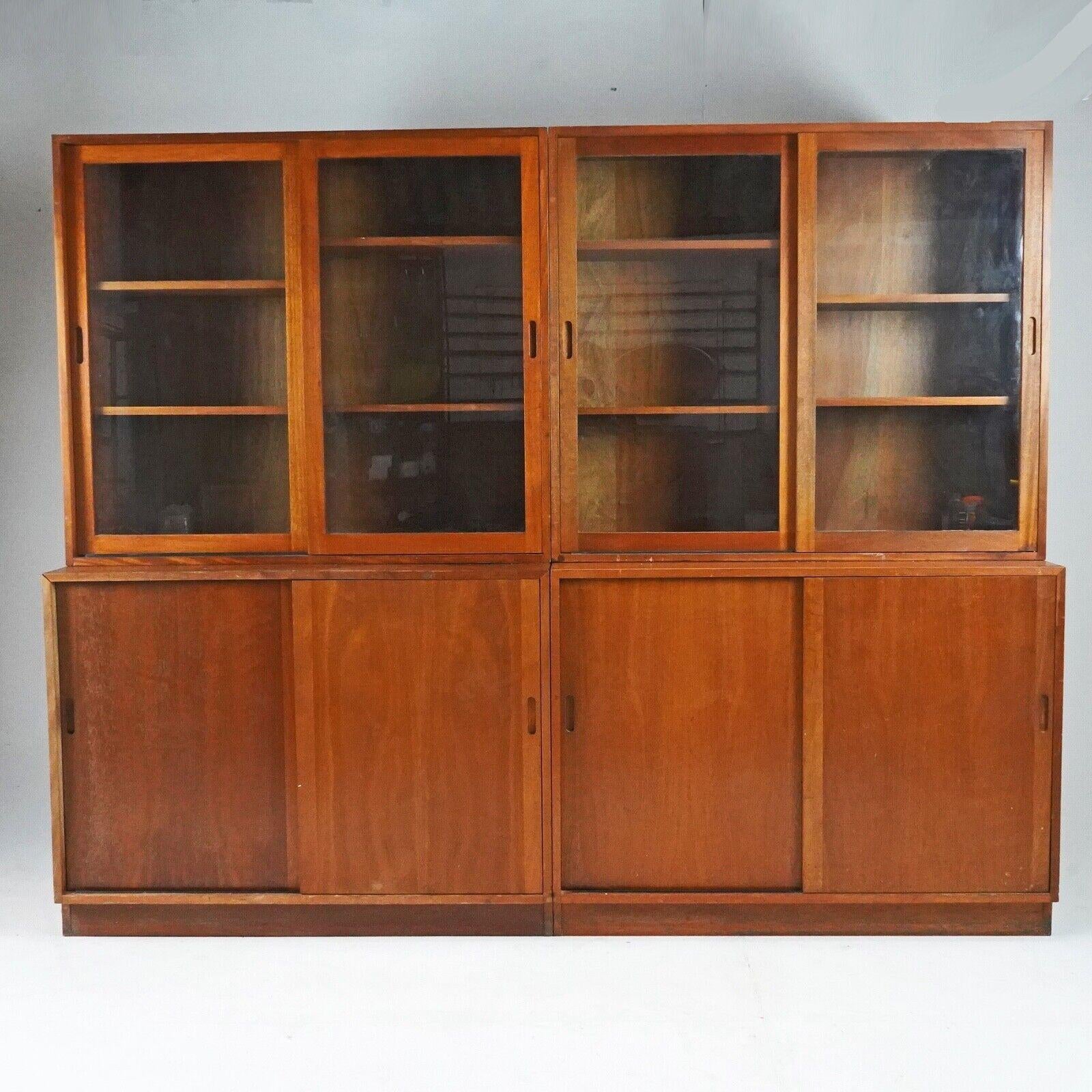 Vintage 1950's Teak Glazed Display Cabinet Kitchen Storage Unit -Linen Cupboard 2