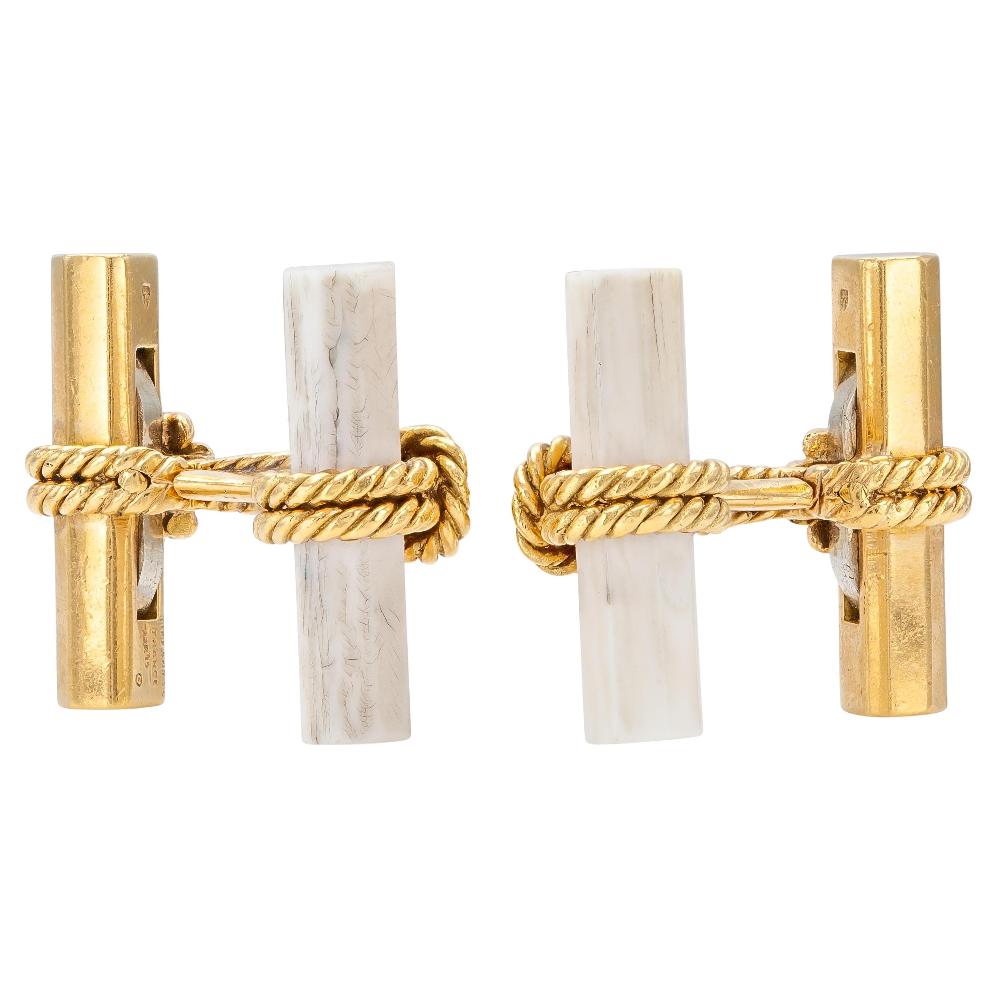 Vintage 1950s Tiffany & Co. Jean Schlumberger Gold and Bone Cufflinks