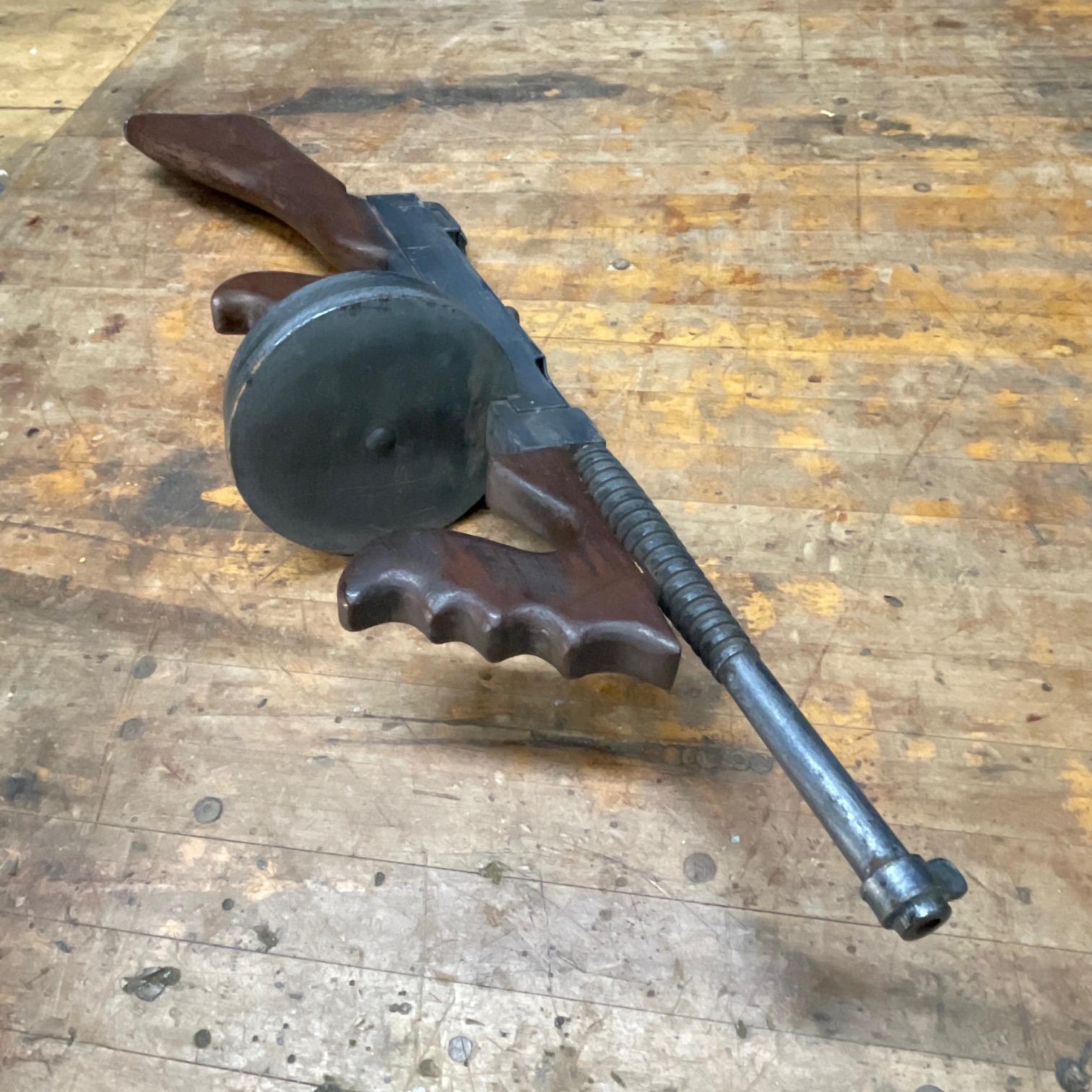 Industrial Vintage 1950s Tommy Gun Movie Prop Theatrical Toy Weapon For Sale