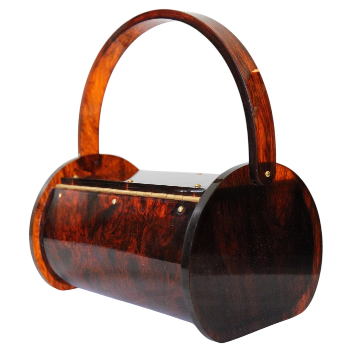 Vintage 1950's Tortoiseshell Lucite Box Bag Rialto Barrel Bag