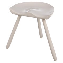 Vintage 1950s tripod stool white and made of beech wood, 1950