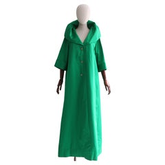 Vintage 1950's True Green Satin Evening Coat UK 10-14 US 6-10