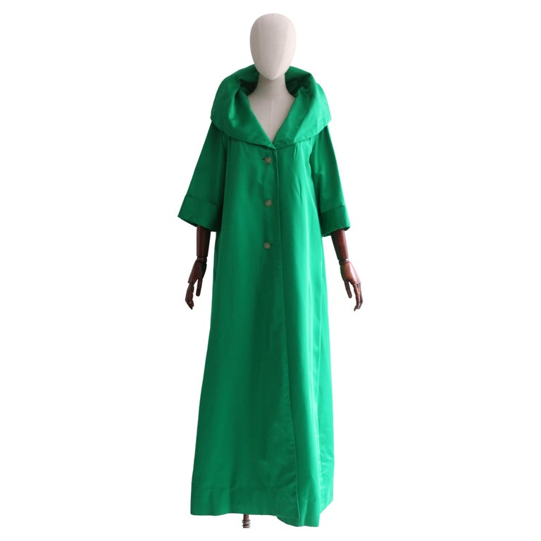 Vintage 1950s Green Satin Opera Coat