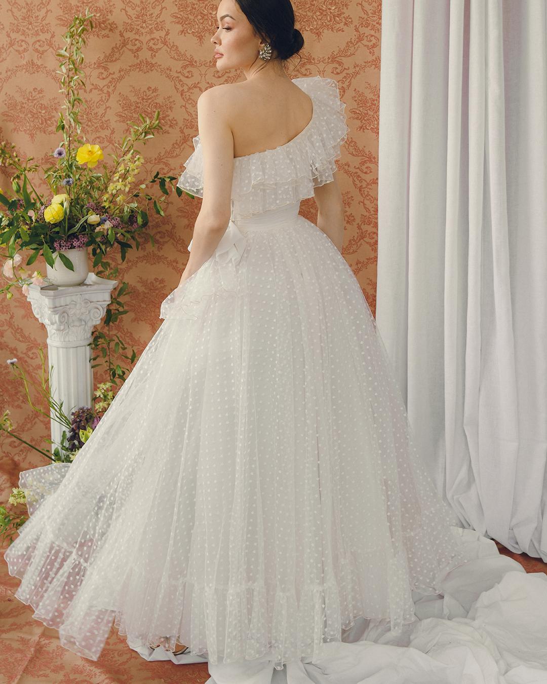Vintage 1950s Tulle One-Shoulder Gown For Sale 6