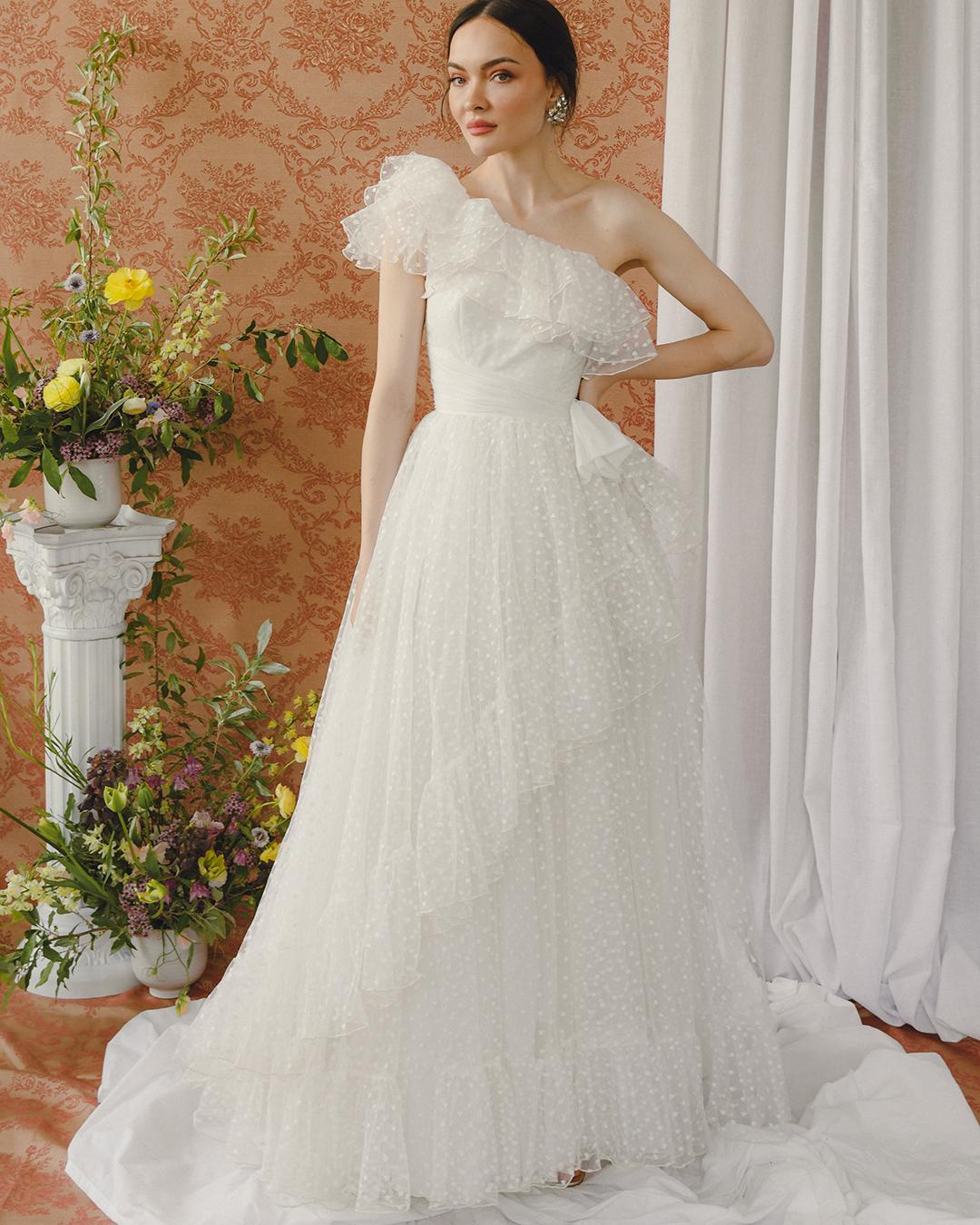 Gray Vintage 1950s Tulle One-Shoulder Gown For Sale