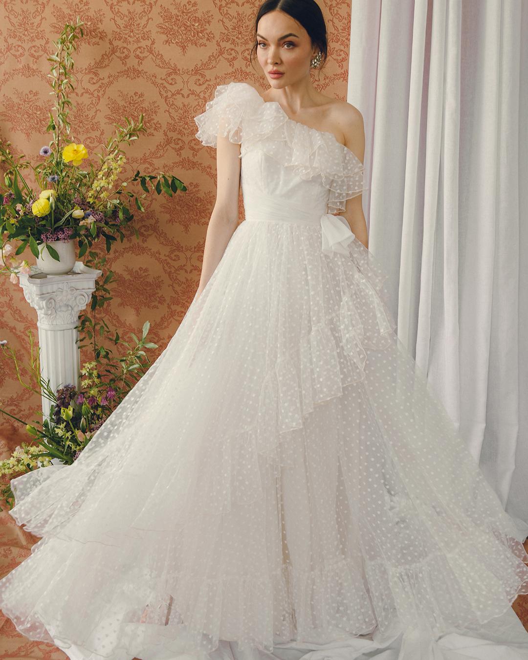 Vintage 1950s Tulle One-Shoulder Gown For Sale 4