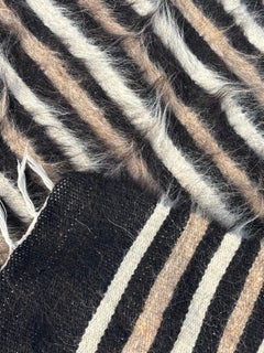 Vintage 1950s Turkish Angora Long Pile Zebra Rug
