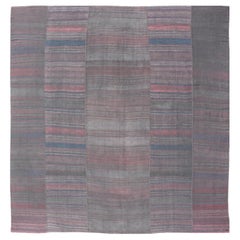 Vintage 1950s Turkish Kilim Rug with Harmonious Striped Design 12'5" x 13'10"