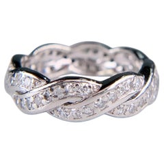 Vintage 1950's Twist Diamond Eternity Band Ring Platinum Size 4.5