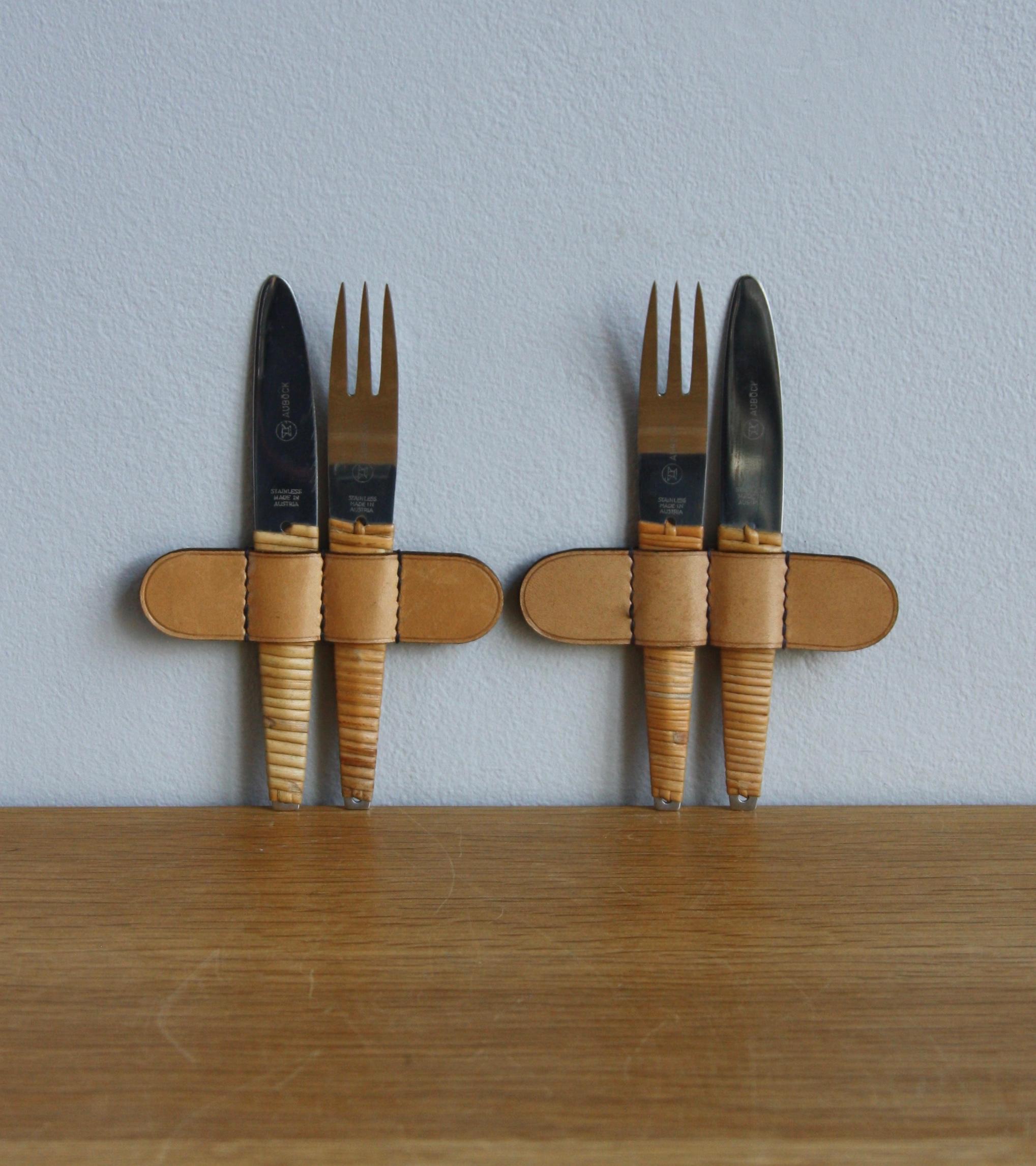 Austrian Vintage 1950s Two Sets of Knives and Forks Carl Auböck For Sale