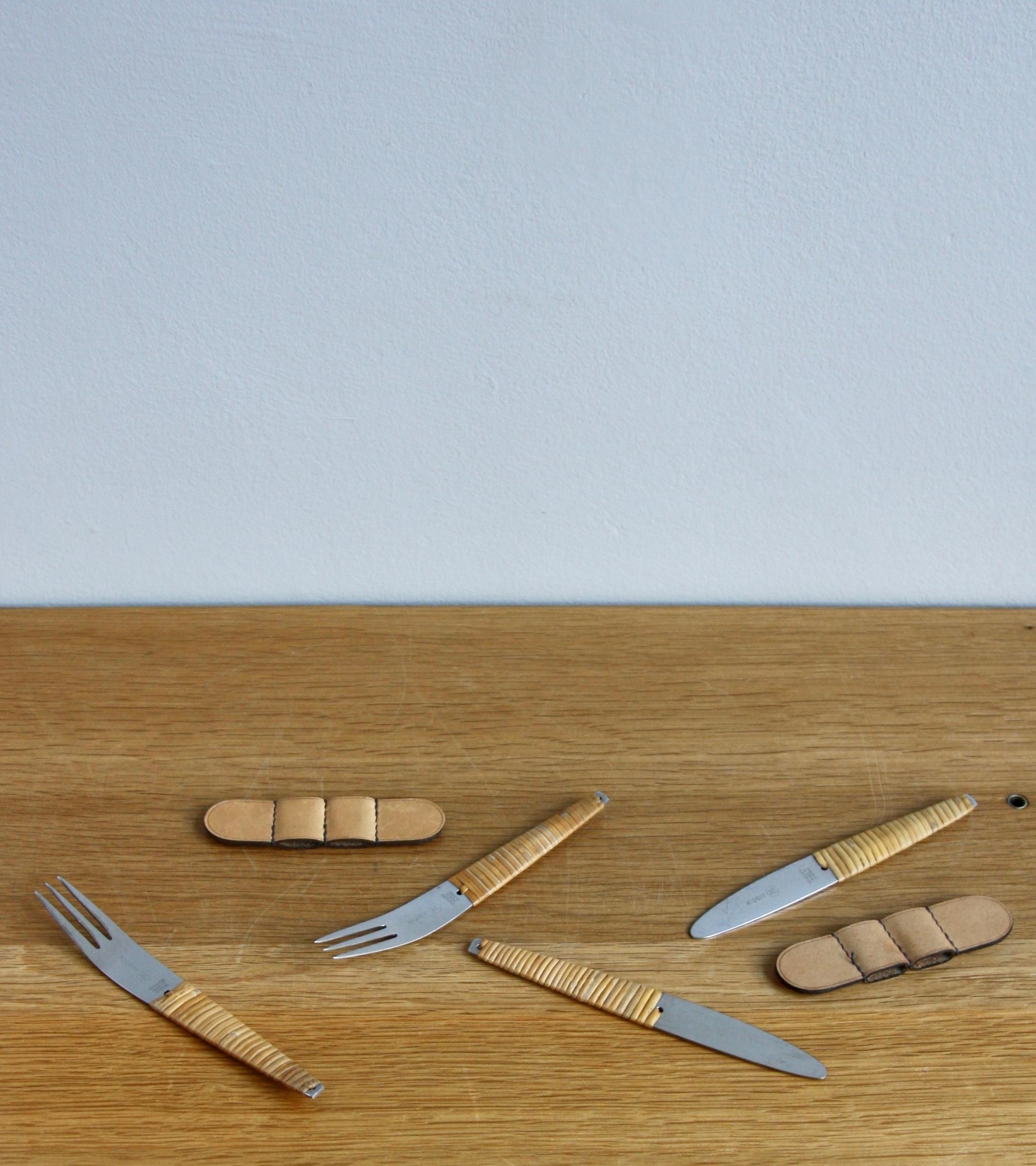 Vintage 1950s Two Sets of Knives and Forks Carl Auböck In Excellent Condition For Sale In London, GB