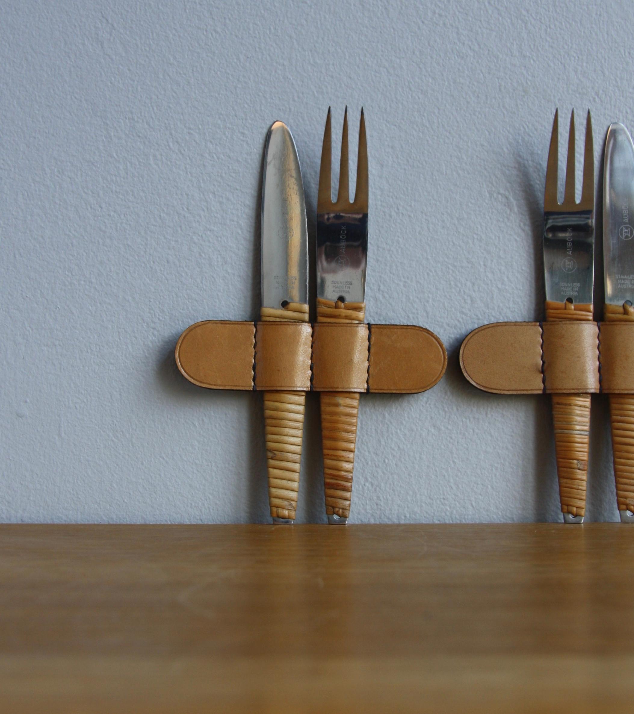 Mid-20th Century Vintage 1950s Two Sets of Knives and Forks Carl Auböck For Sale