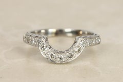 Vintage 1950s U-Shaped Curved Diamond 14K White Gold Wedding Band