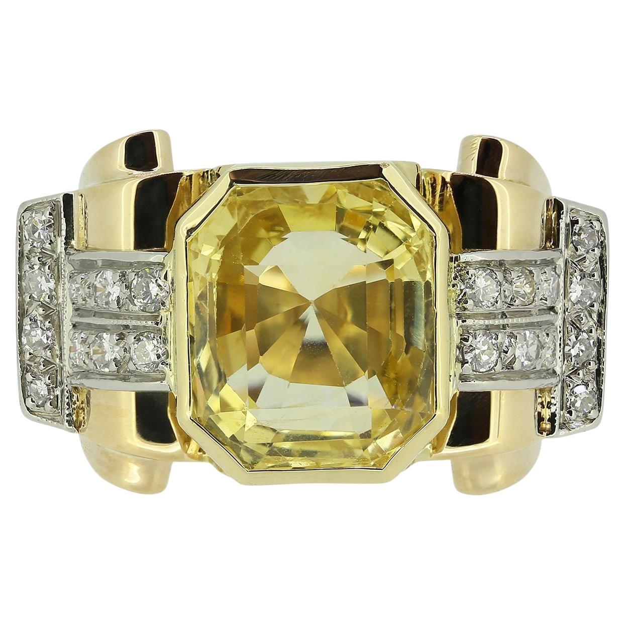Vintage 1950er Jahre Ring mit unerhitztem 11,66 Karat gelbem Ceylon-Saphir