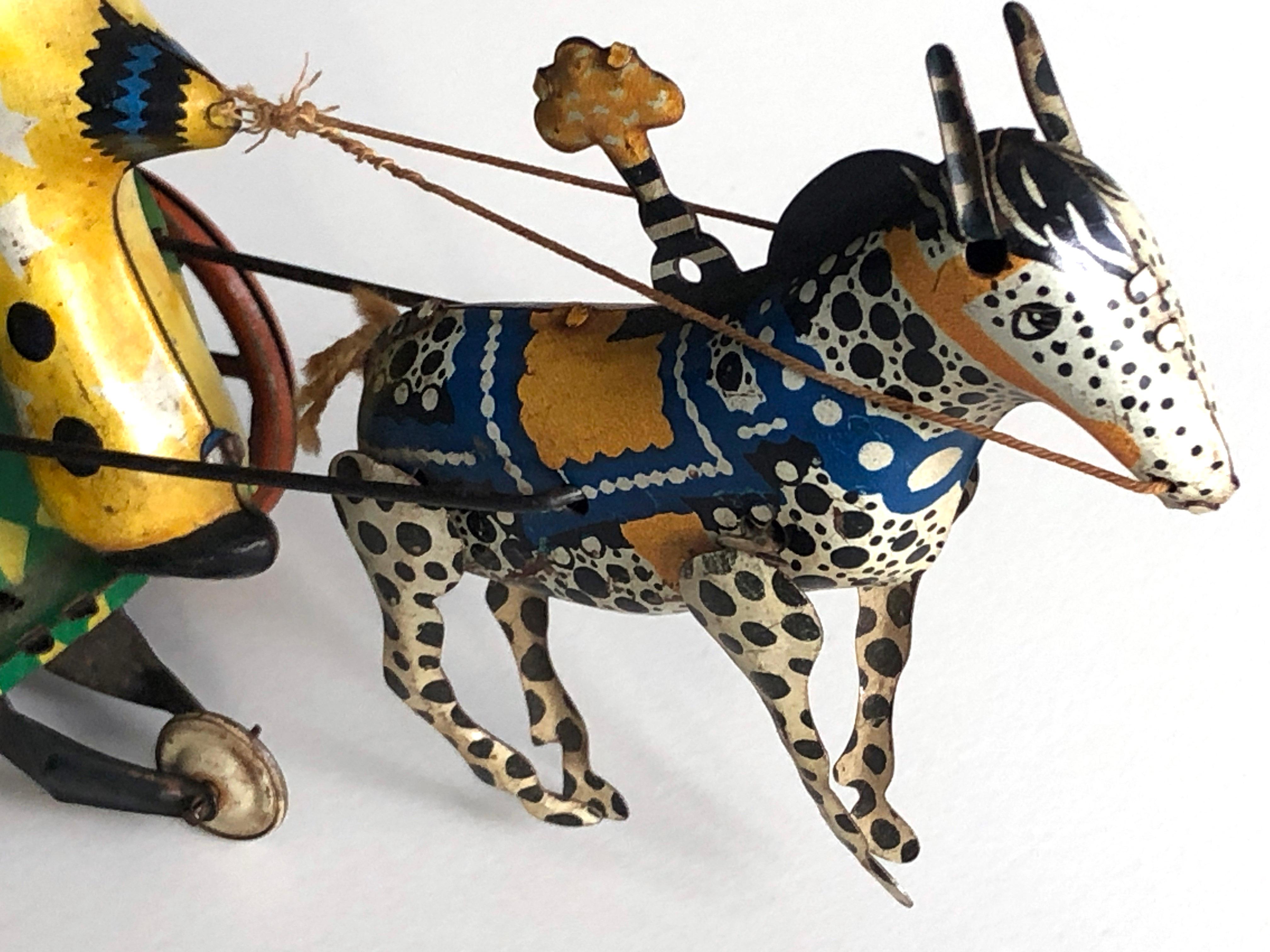 Vintage 1950's USSR Tin Windup Donkey Clown Carriage Toy 5