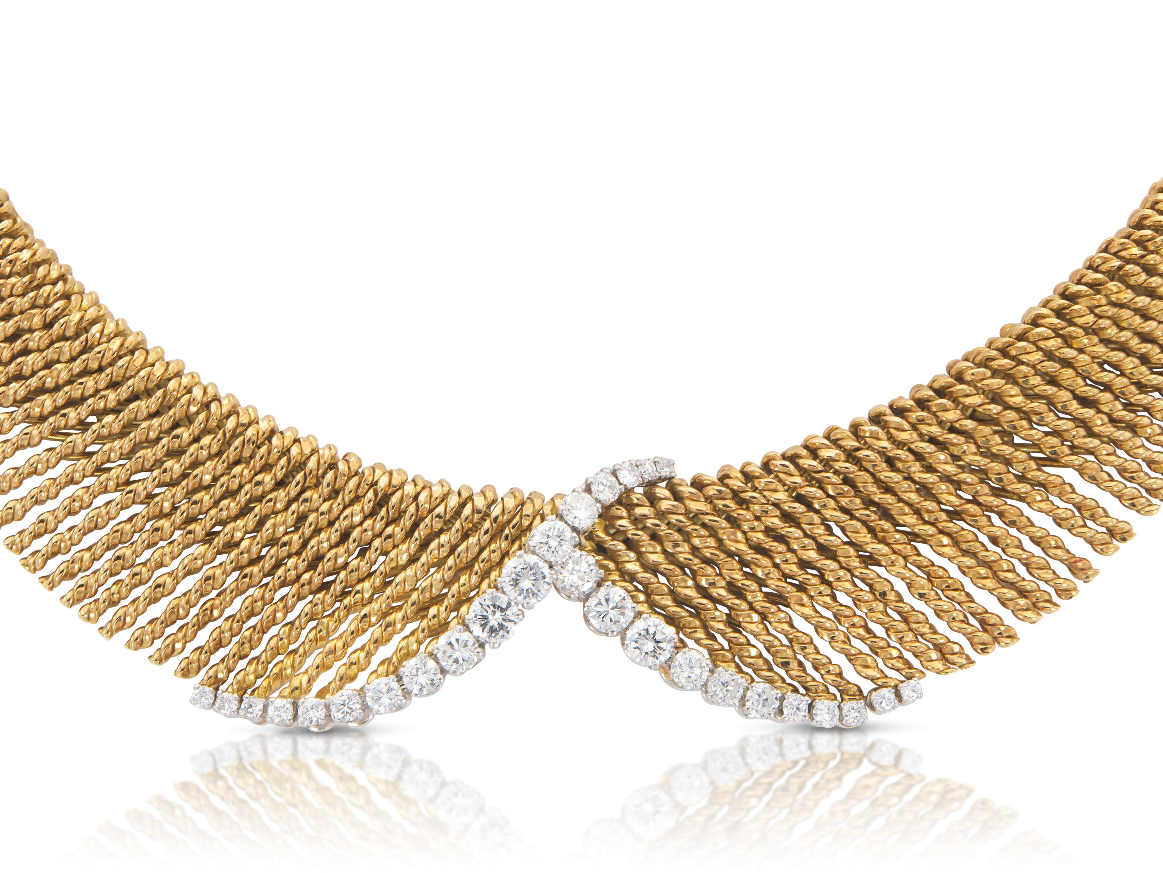 Taille ronde Vintage 1950s Van Cleef & Arpels Georges Lenfant Gold & Diamond Necklace