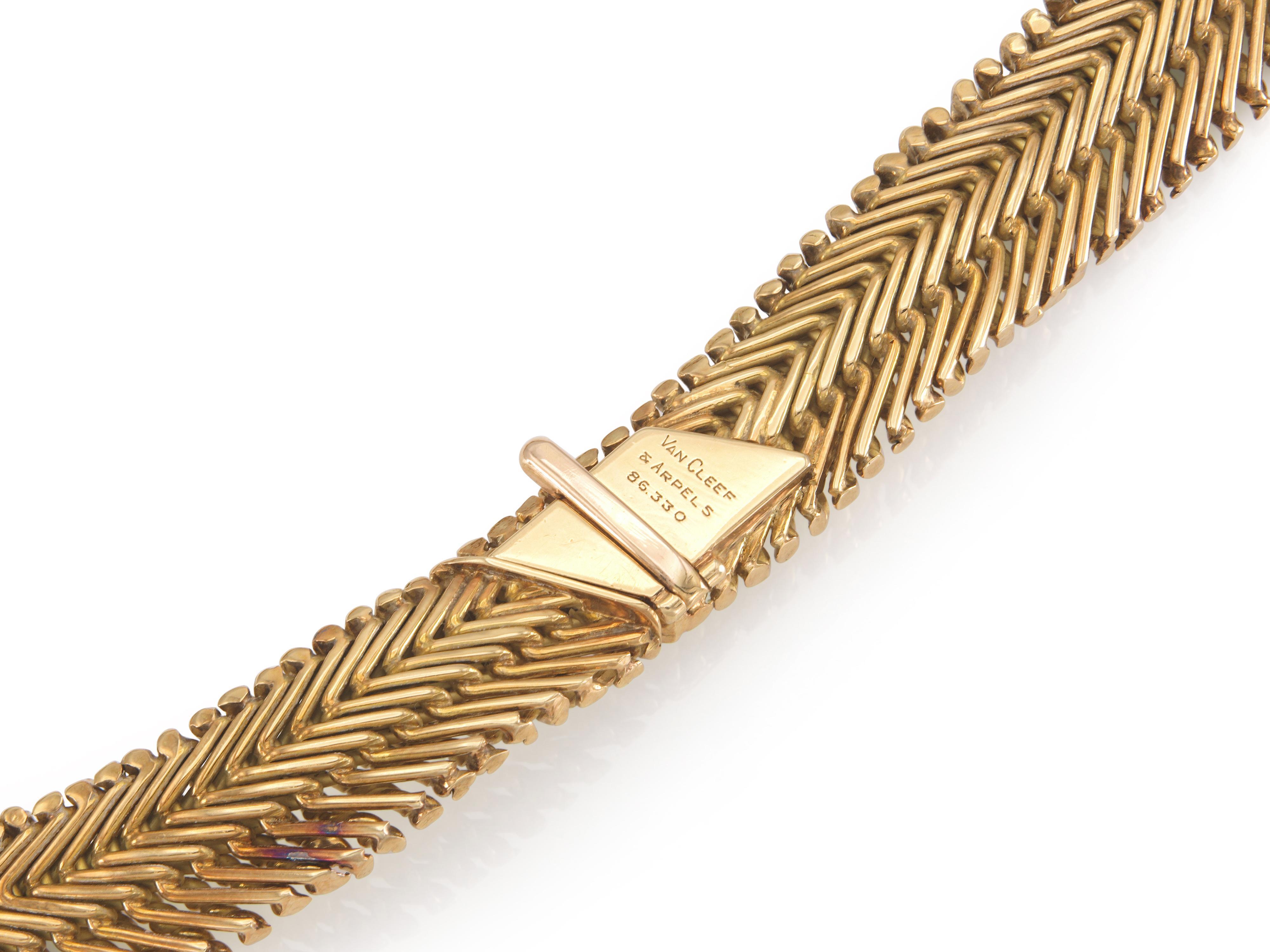  Vintage 1950s Van Cleef & Arpels Georges Lenfant Gold & Diamond Necklace Pour femmes 