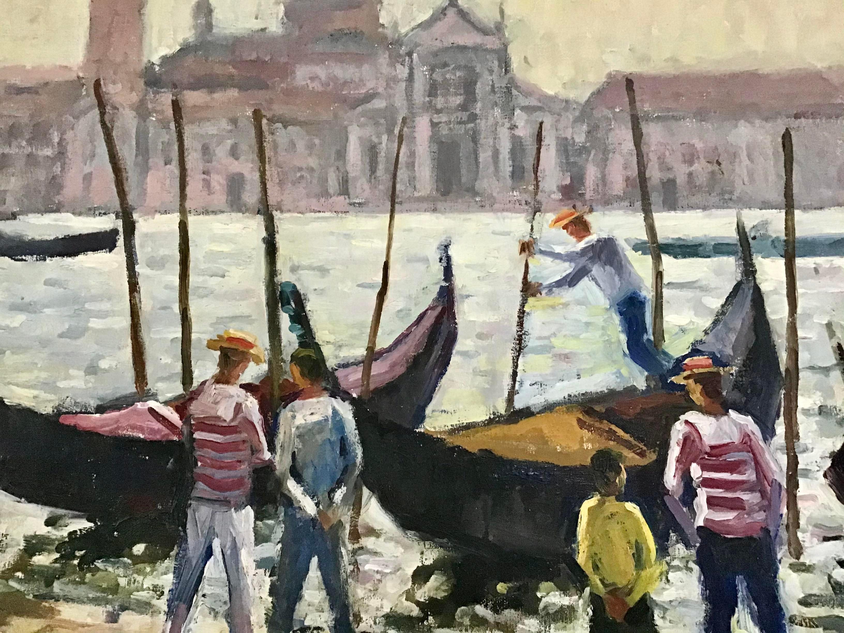 Mid-20th Century Vintage 1950s Venice Oil Painting