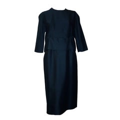 Vintage 1950s Villa & C Milano Teal Cocktail Dress with Bow Detail