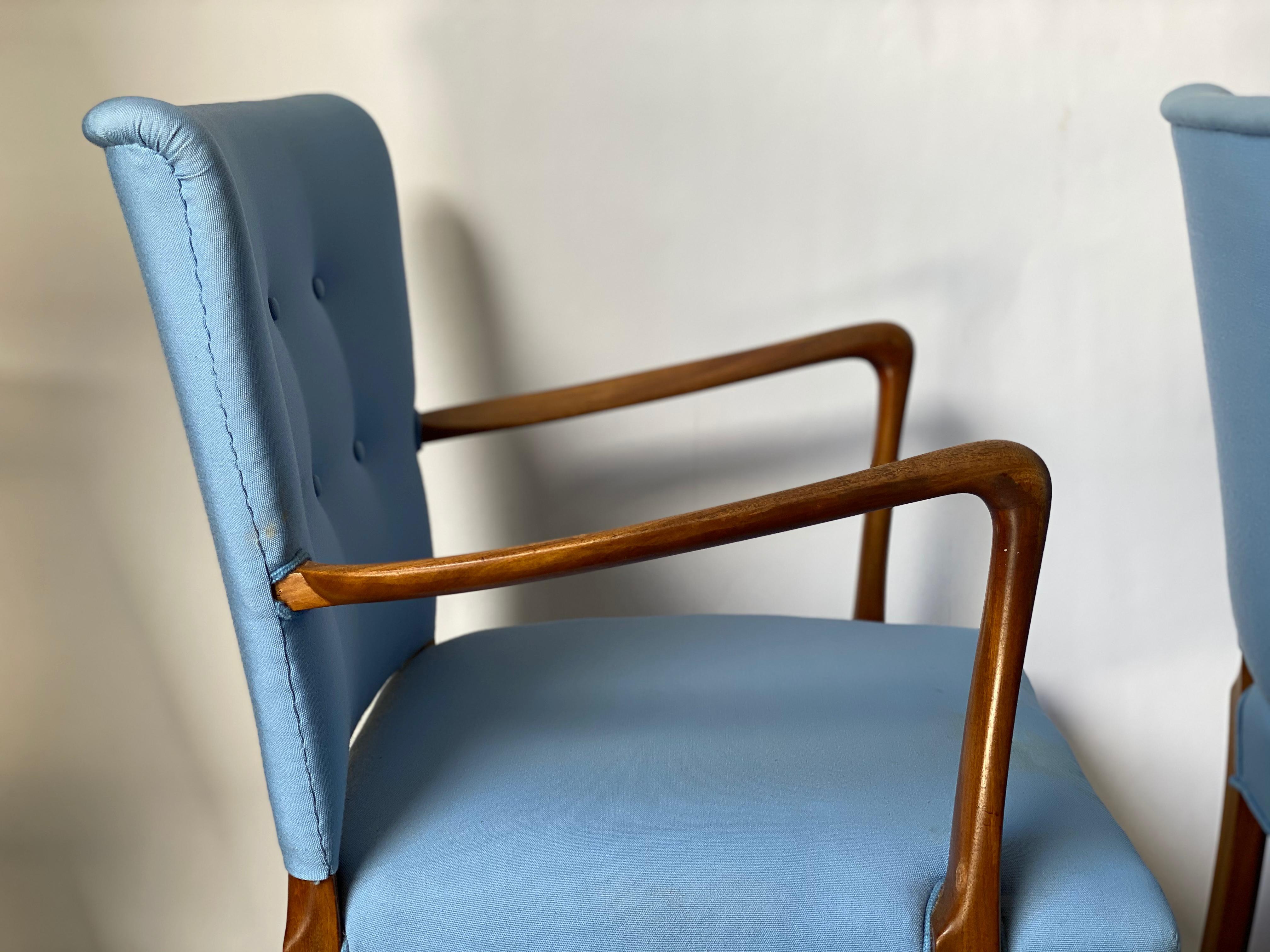 Mid-Century Modern Vintage 1950s Walnut Armchairs