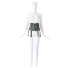 Vintage 1950s Waspie Suspender Belt Garters Blue Lace US 4 UK 8