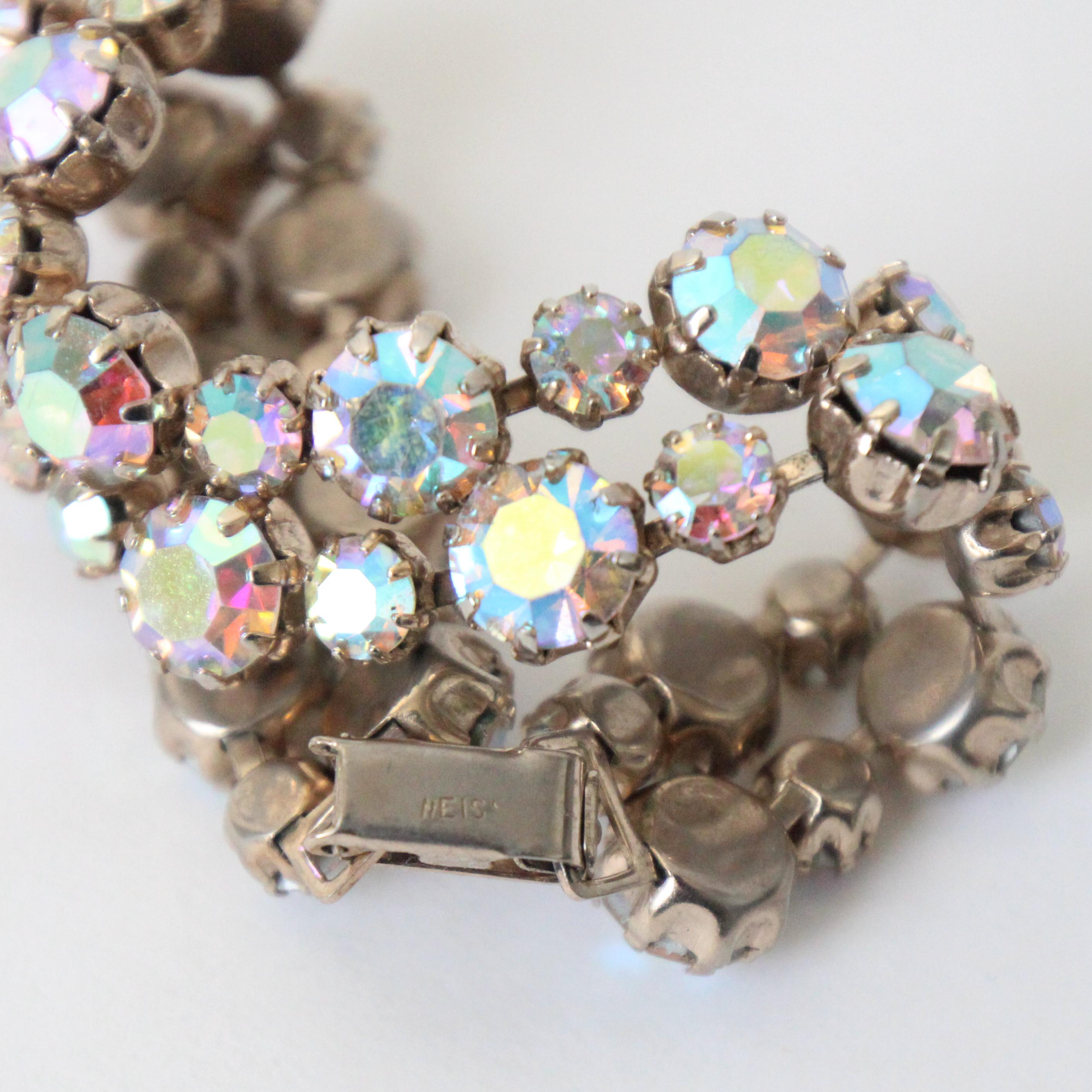 Art Deco Vintage 1950's Weiss Iridescent Rhinestone Bracelet Fifties Jewellery Weiss For Sale