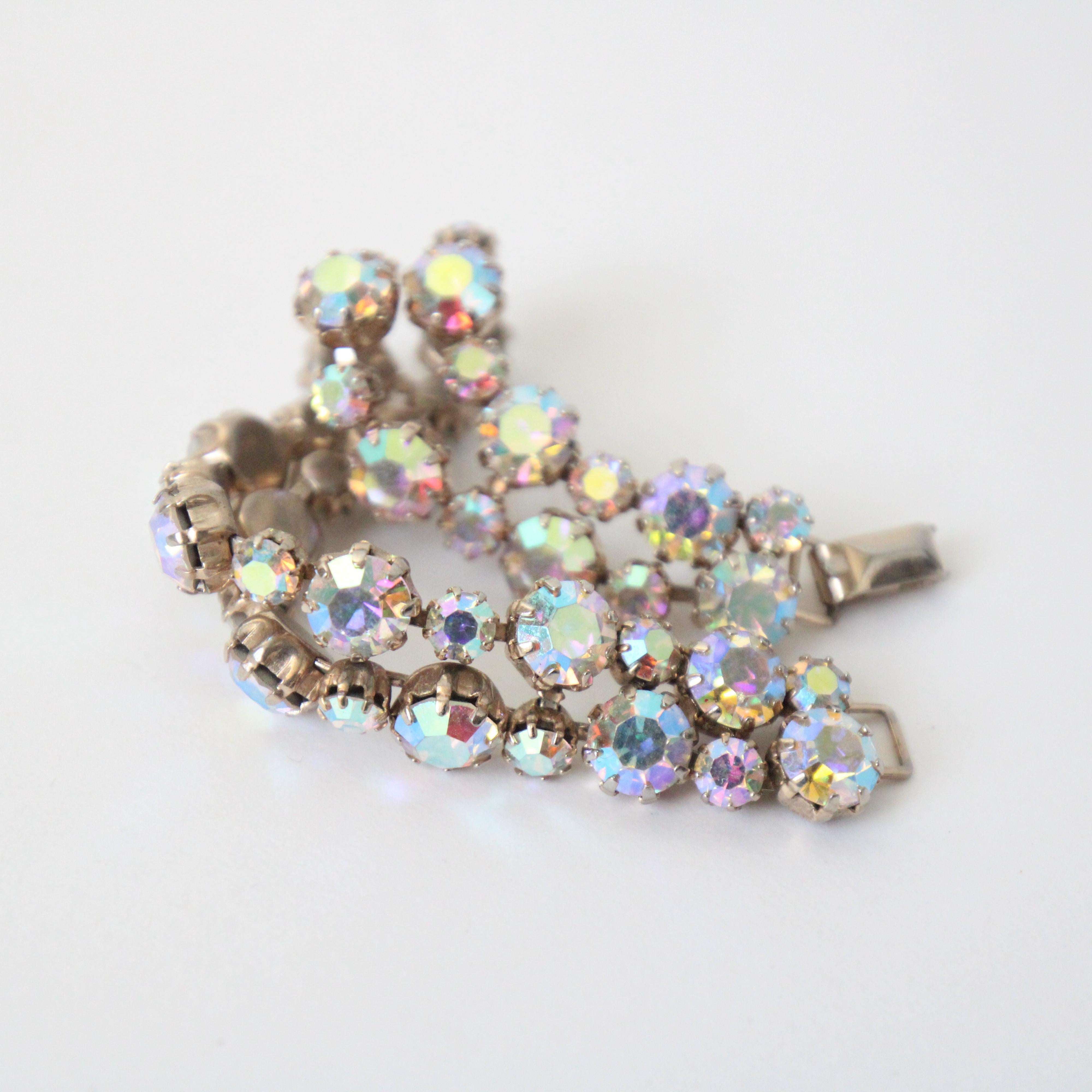 Vintage 1950's Weiss Iridescent Rhinestone Bracelet Fifties Jewellery Weiss In Good Condition For Sale In Cheltenham, GB