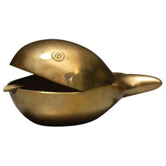 Vintage 1950s Whale-Shaped Brass Ashtray - Italian Design Elegance
