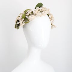 Cappello a fiori bianco vintage anni '50 cappello da cocktail floreale vintage anni '50 jasmine f