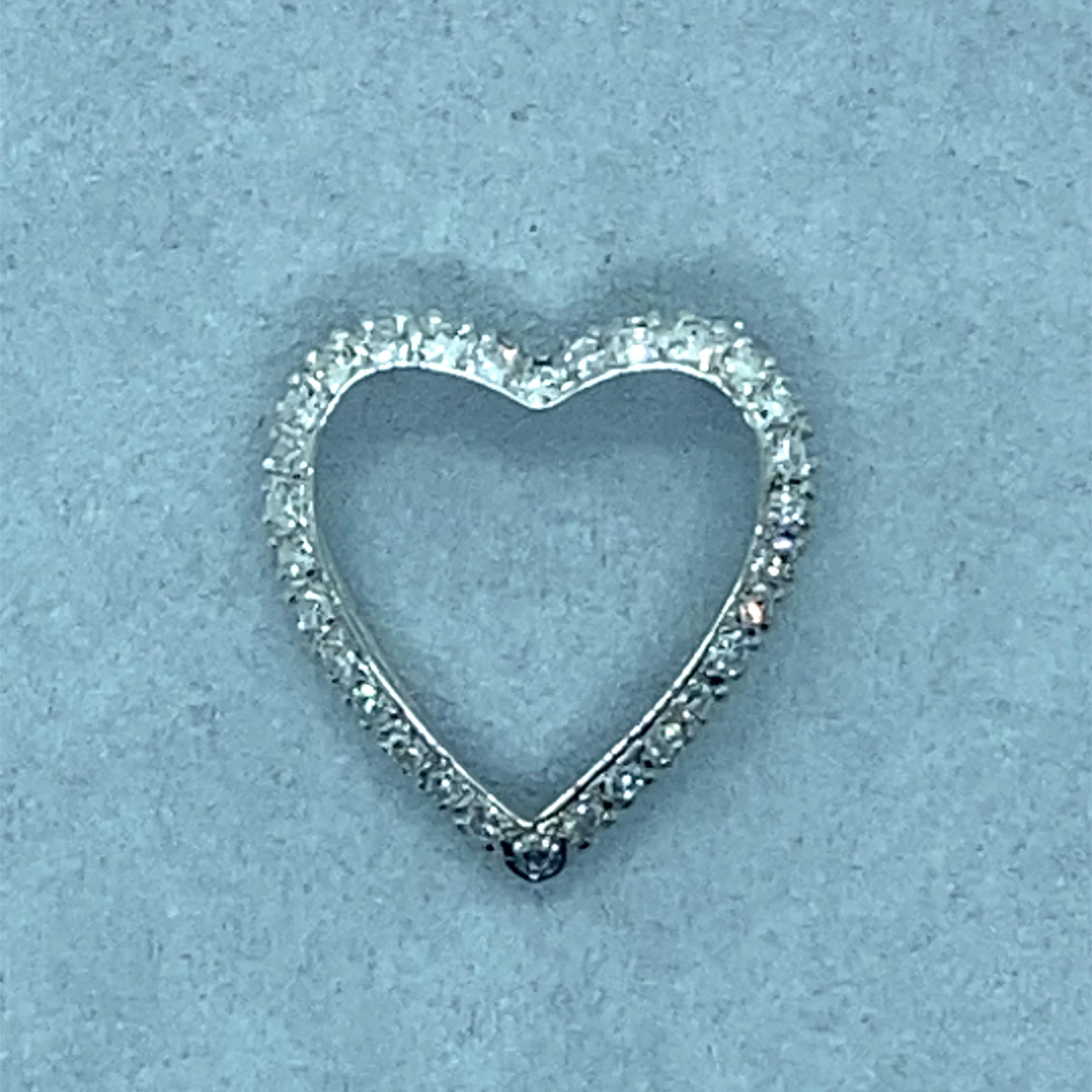 Women's Vintage 1950’s White Gold Diamond Heart Pin and Pendant For Sale