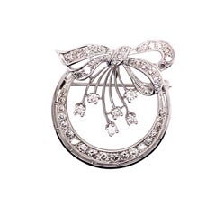 Vintage 1950’s White Gold Diamond Wreath Brooch and Pendant