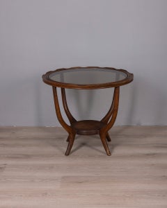 Table basse vintage des années 1950 en bois et verre, design italien