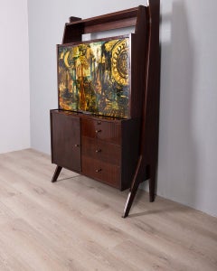 Vintage 1950s wooden highboard sideboard designed by Umberto Mascagni