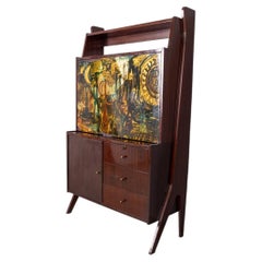 Vintage 1950s wooden highboard sideboard designed by Umberto Mascagni