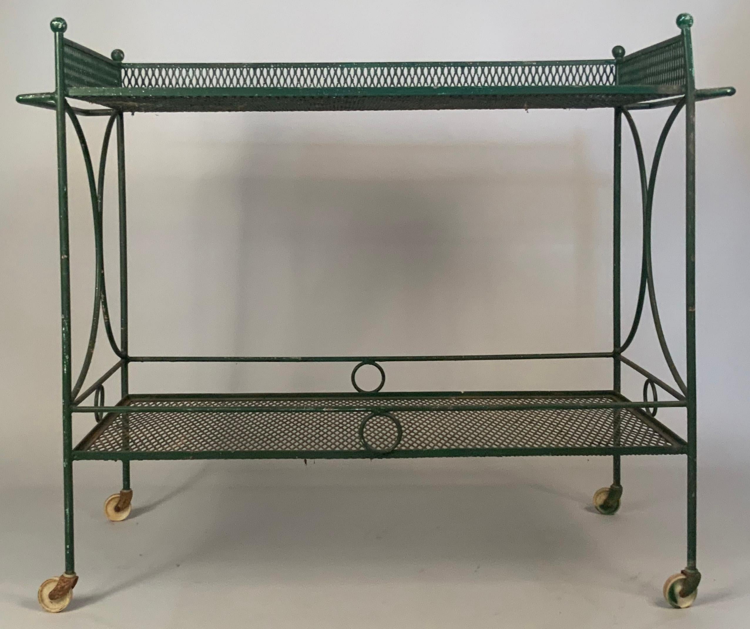 vintage wrought iron bar cart